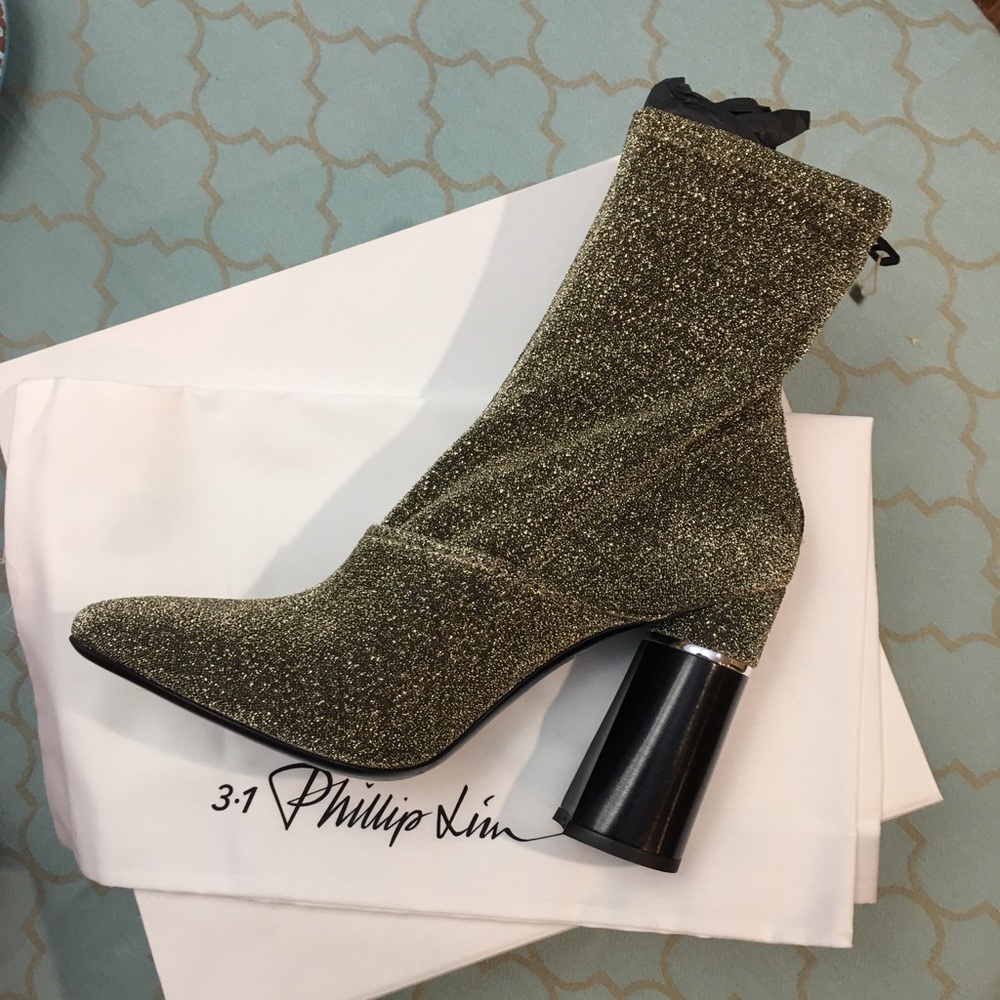 3.1 Philip Lim Gold Ankle Boot NIB! - Picture 2 of 8